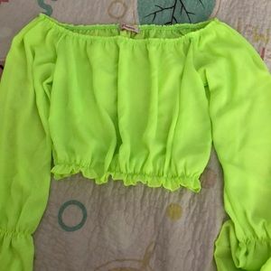 Cute off shoulder neon bright top
